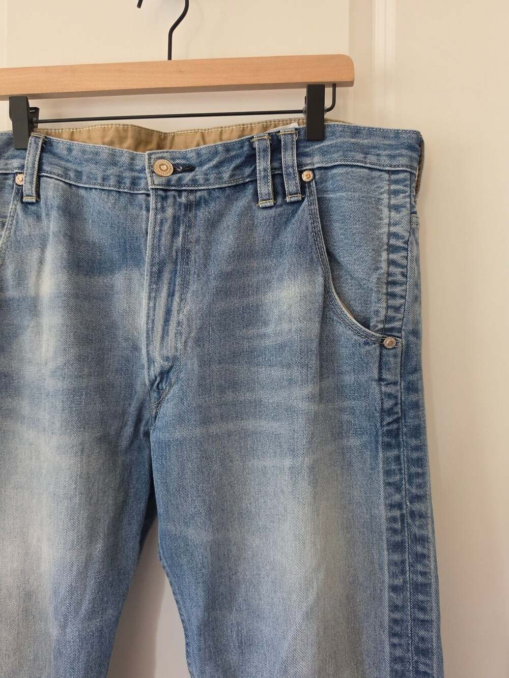 Levi's 504 Light Wash Straight Leg Jeans 38x32 Vintage Style Y2K Workwear Denim